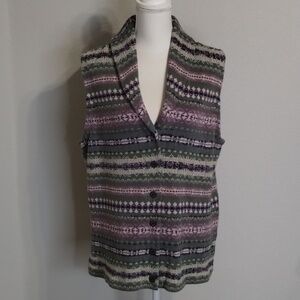 Chaps Sweater Vest button down Purple Green Size 1X vintage look Chaps